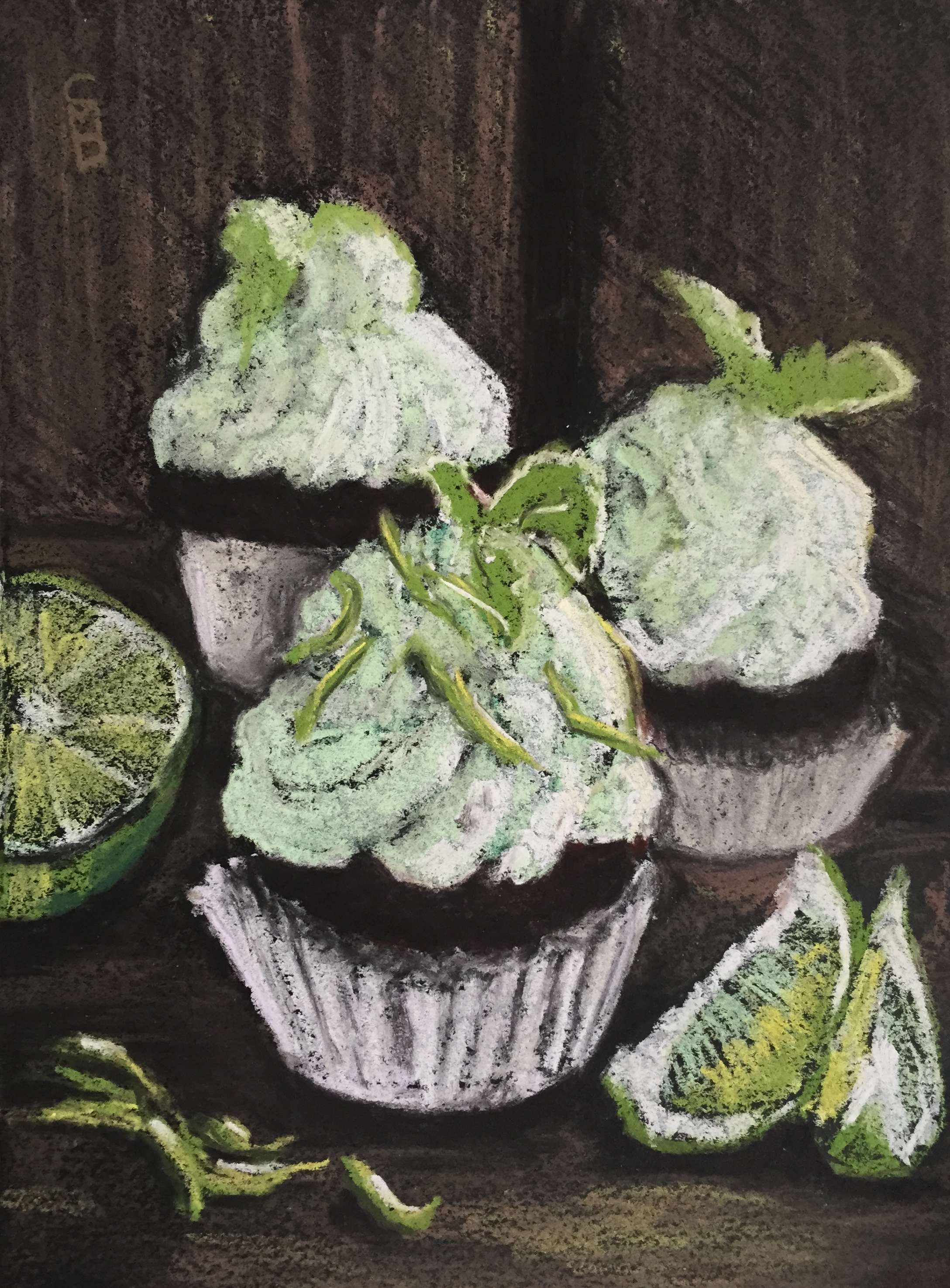 Margarita Cupcake Pastel Painting by Cristel Mol-Dellepoort